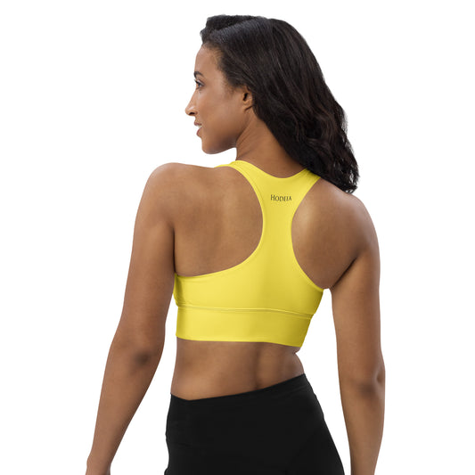 Vue de dos de la brassière de sport recyclée Carlina - coloris jaune