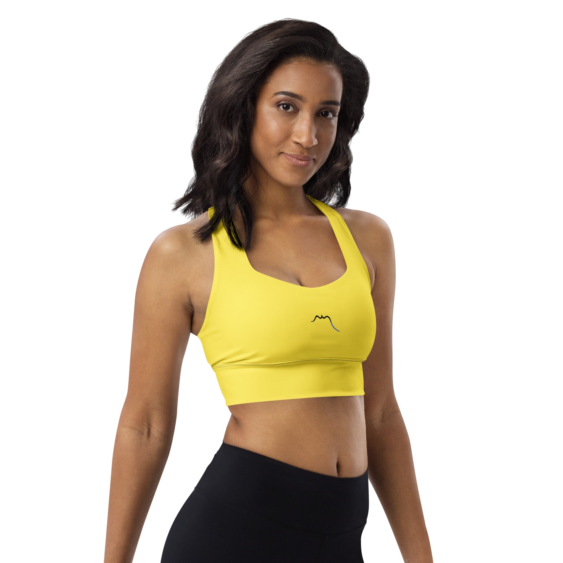 Vue de côté de la brassière de sport recyclée Carlina - coloris jaune