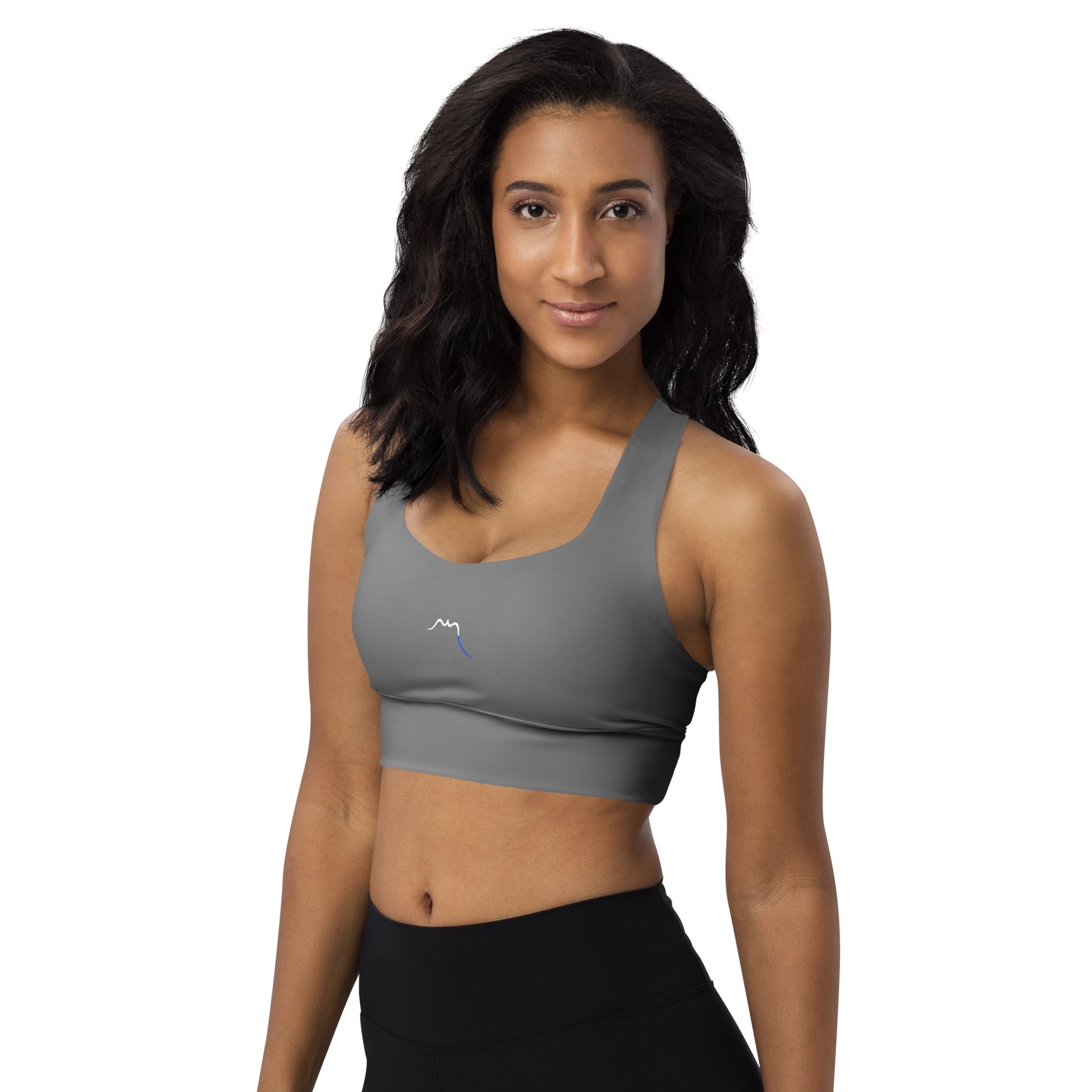 Vue de côté de la brassière de sport recyclée Carlina - coloris gris