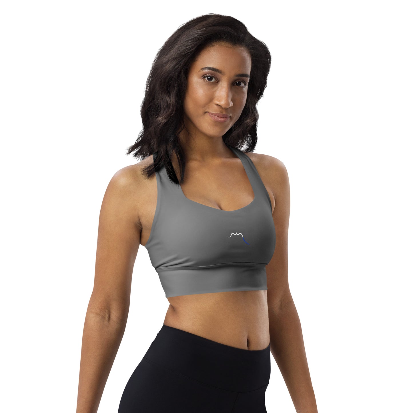 Vue de côté de la brassière de sport recyclée Carlina - coloris gris