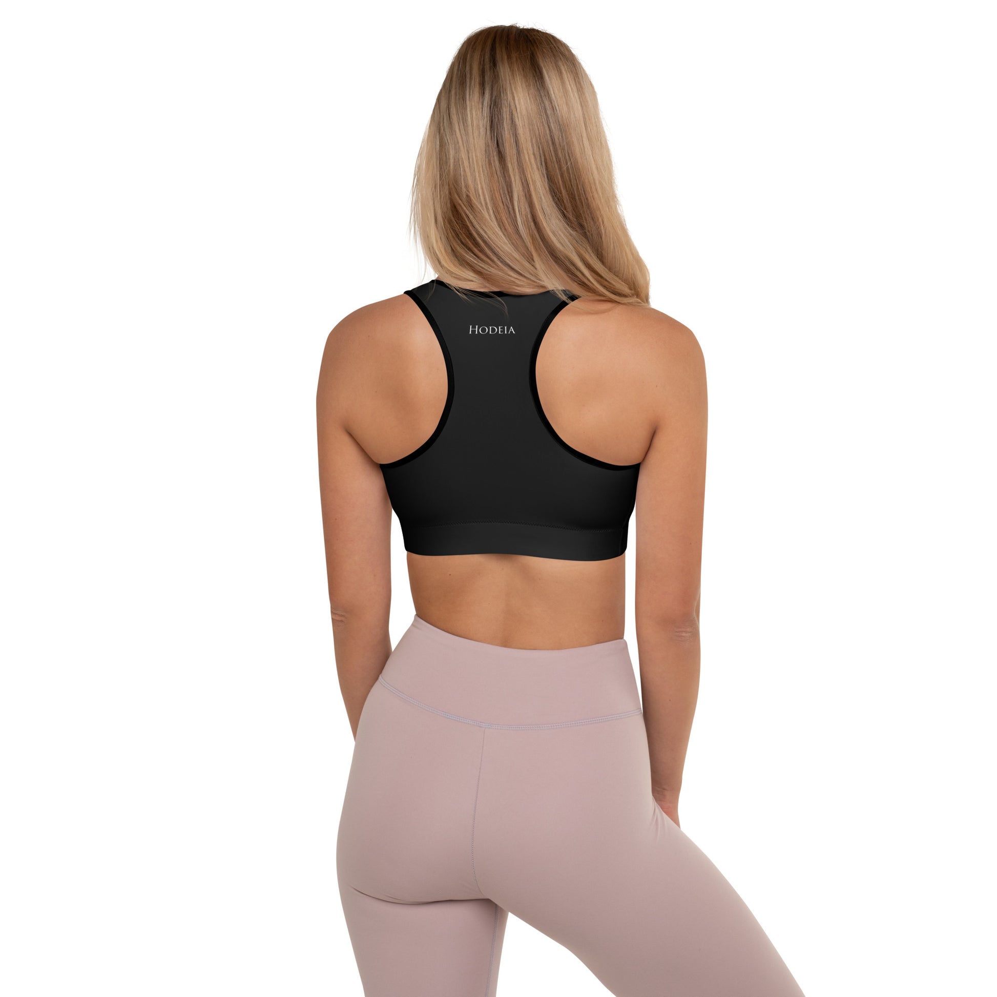 vue de dos de la brassière de sport rembourrée Alicia - coloris noir