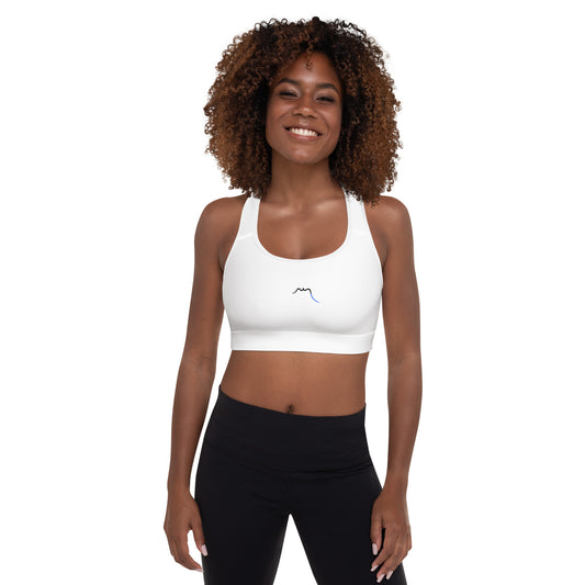 vue de face de la brassière de sport rembourrée Alicia - coloris blanc