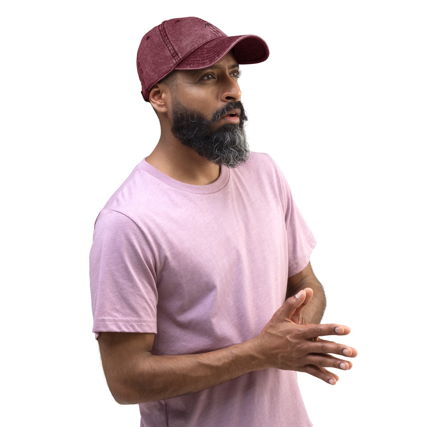 Vue de face de la casquette vintage en sergé de coton - coloris bordeaux