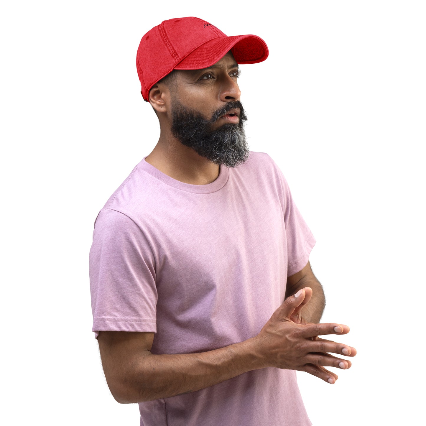 Vue de face de la casquette vintage en sergé de coton - coloris rouge