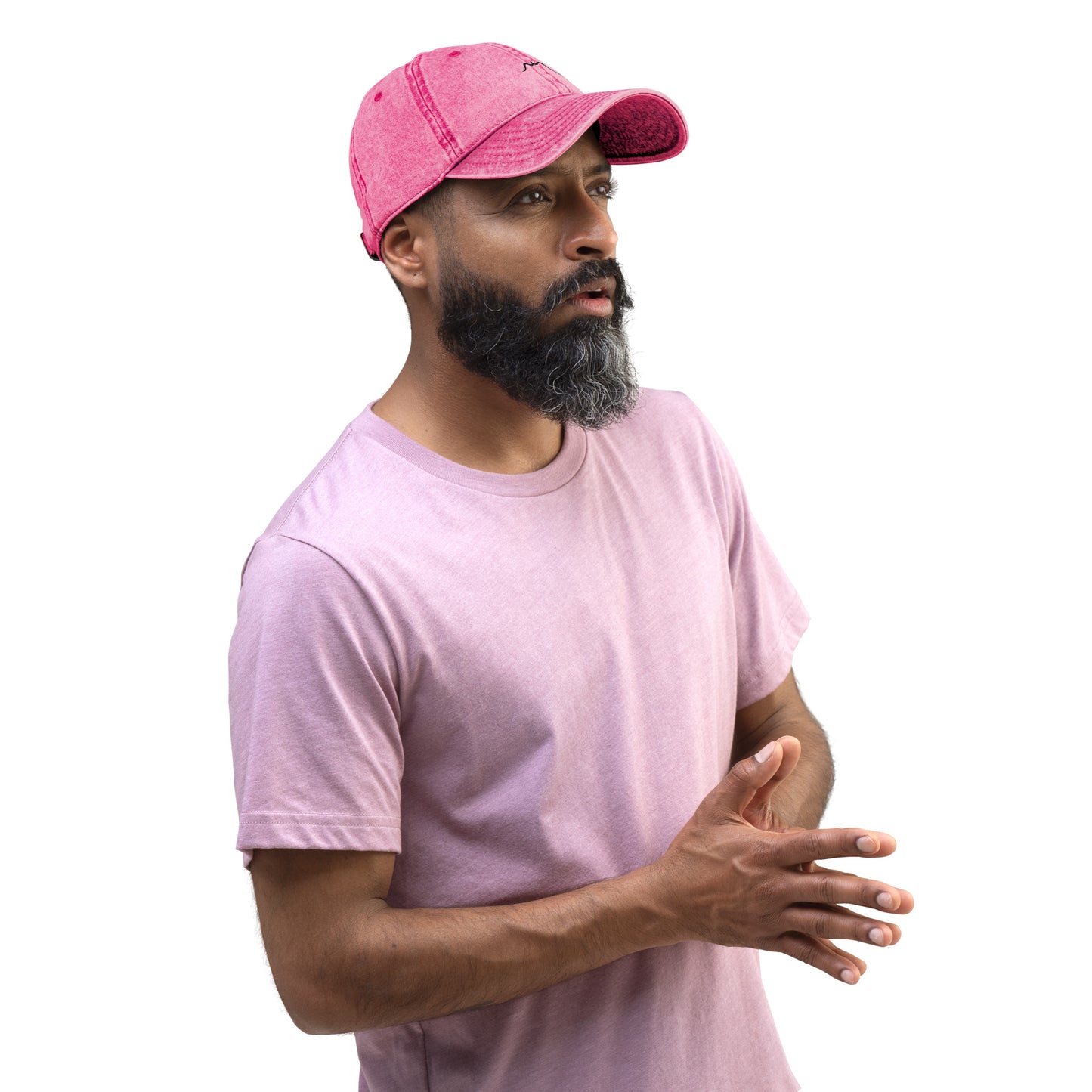 Vue de face de la casquette vintage en sergé de coton - coloris rose