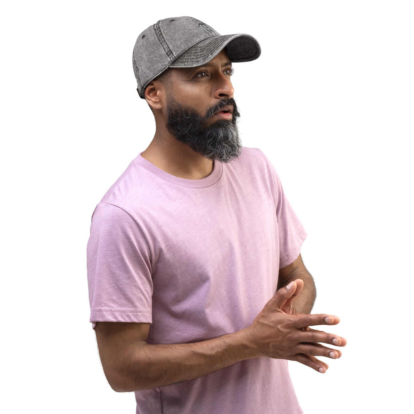 Vue de face de la casquette vintage en sergé de coton - coloris gris