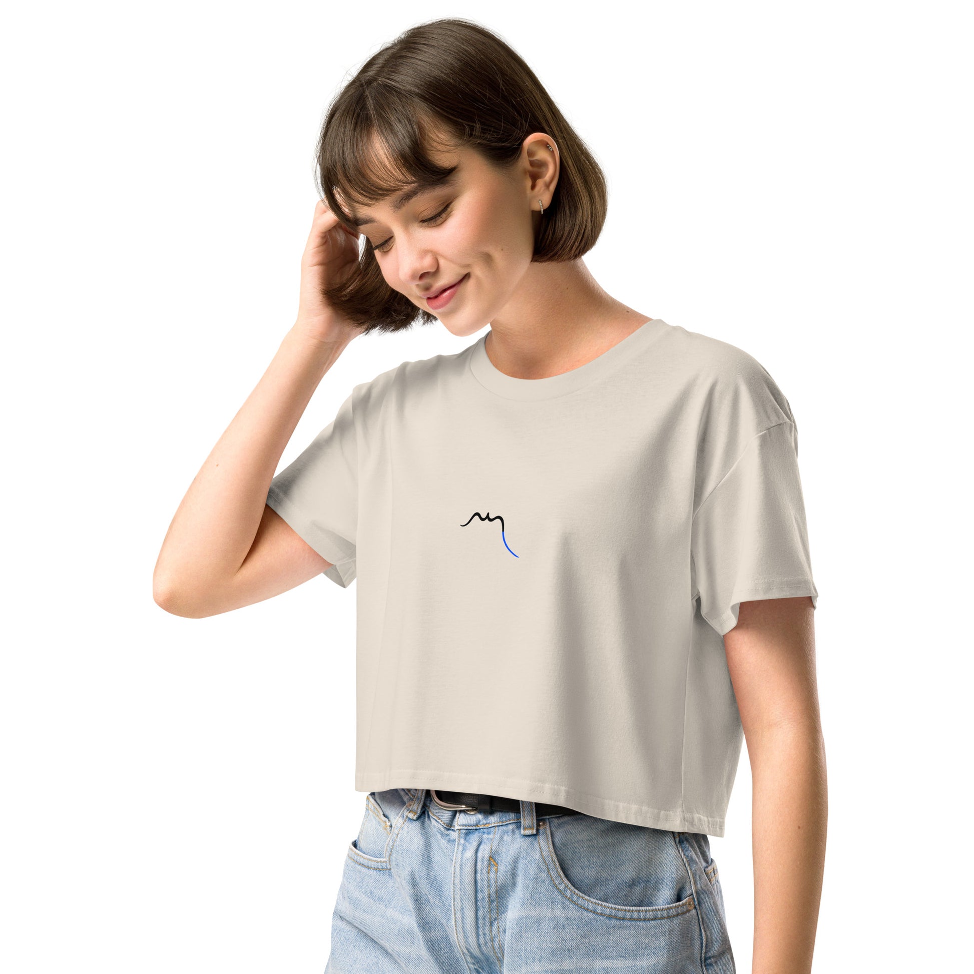 Vue de côté du Crop-Top Coton Puppy - coloris bone