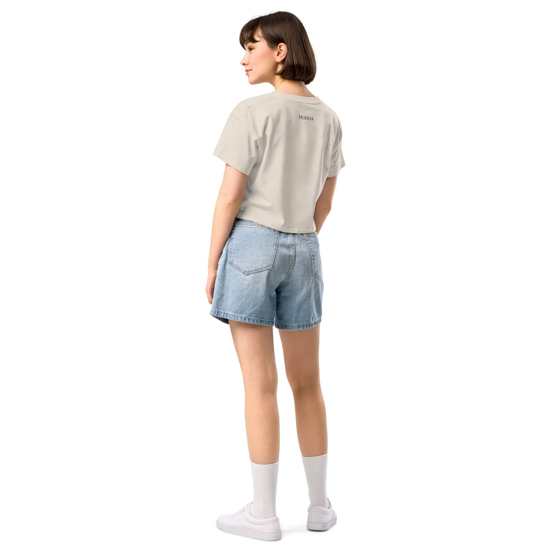 Vue de dos du Crop-Top Coton Puppy - coloris bone