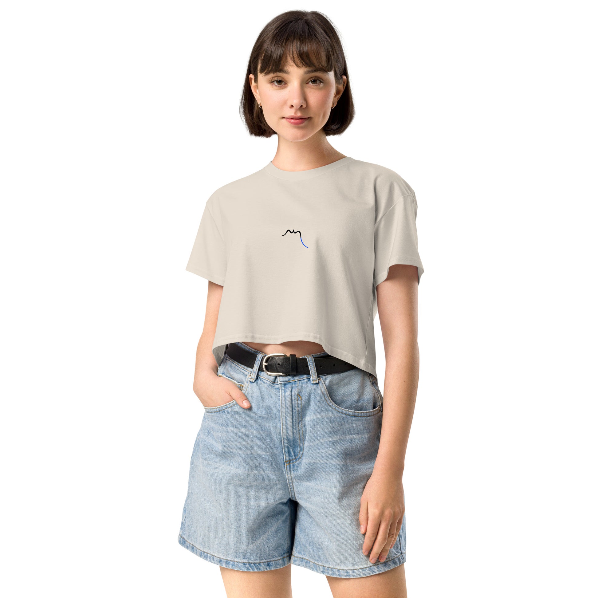 Vue de face du Crop-Top Coton Puppy - coloris bone