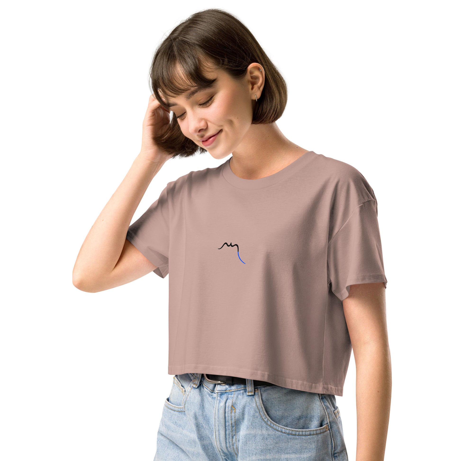 Vue de côté du Crop-Top Coton Puppy - coloris hazy pink