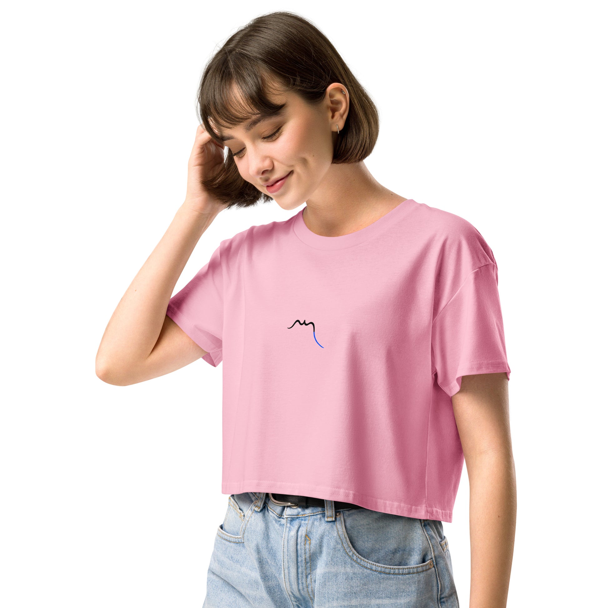 Vue de côté du Crop-Top Coton Puppy - coloris bubblegum