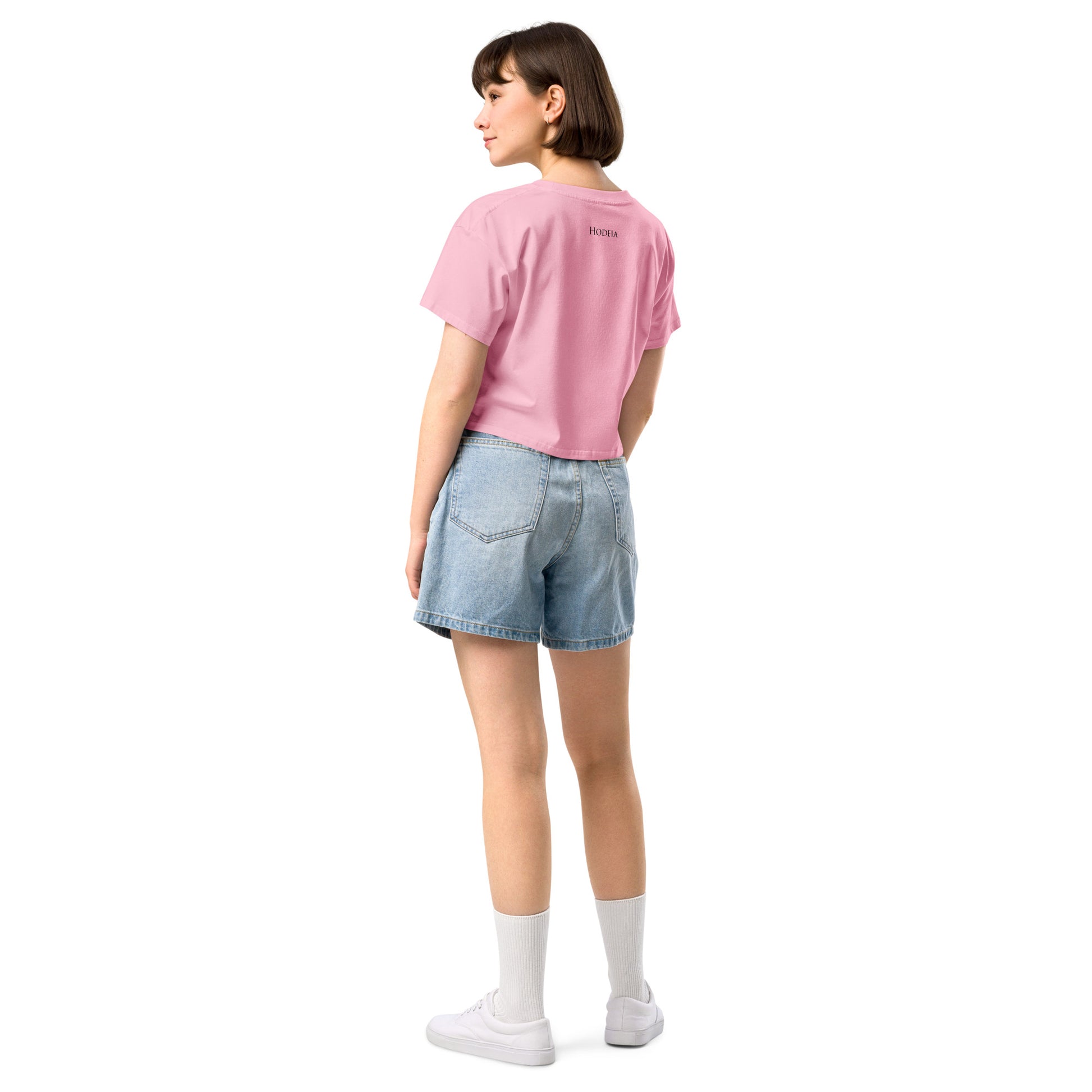 Vue de dos du Crop-Top Coton Puppy - coloris bubblegum