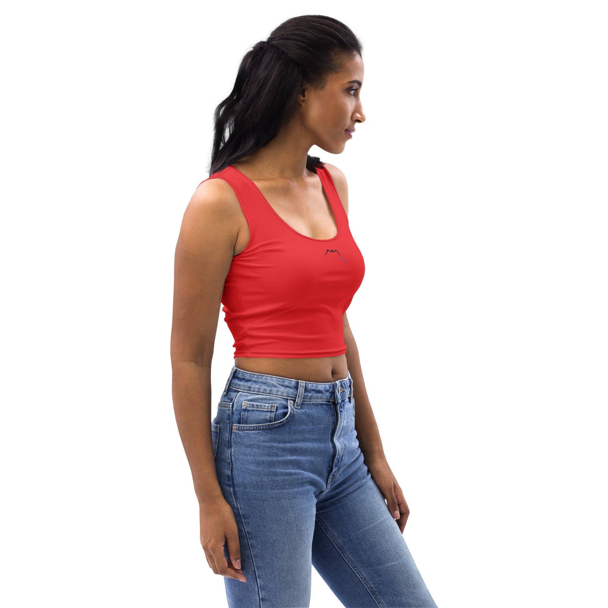 Vue de côté du Crop-Top Yesa - coloris rouge