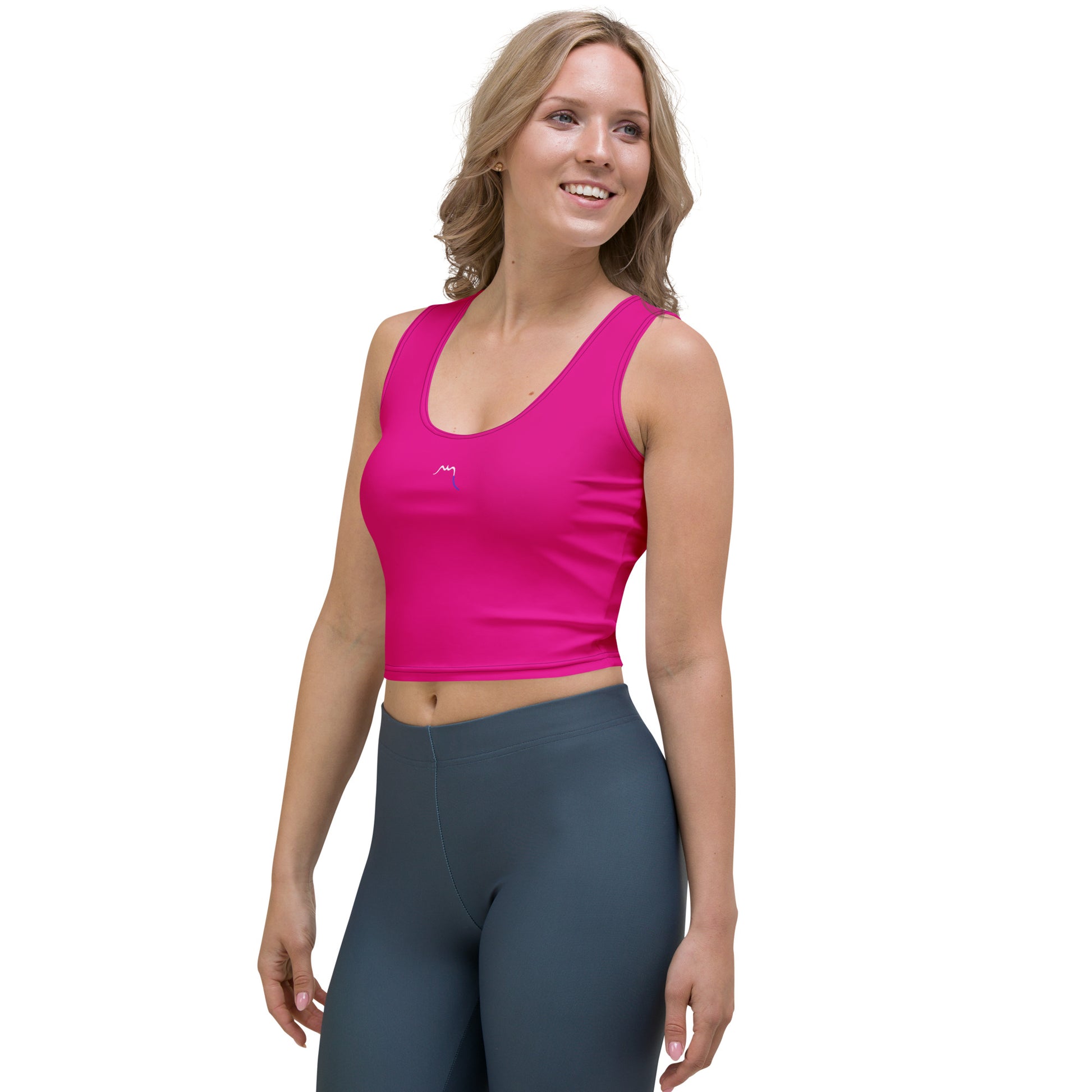 Vue de côté du Crop-Top Yesa - coloris fuchsia