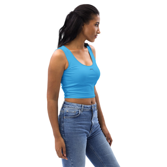 Vue de côté du Crop-Top Yesa - coloris bleu lagon