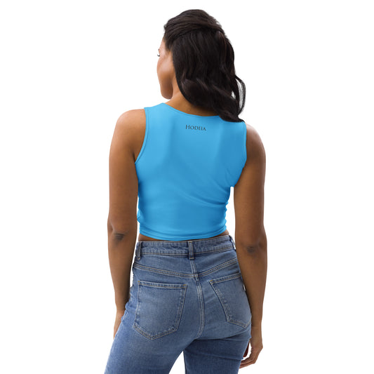 Vue de dos du Crop-Top Yesa - coloris bleu lagon