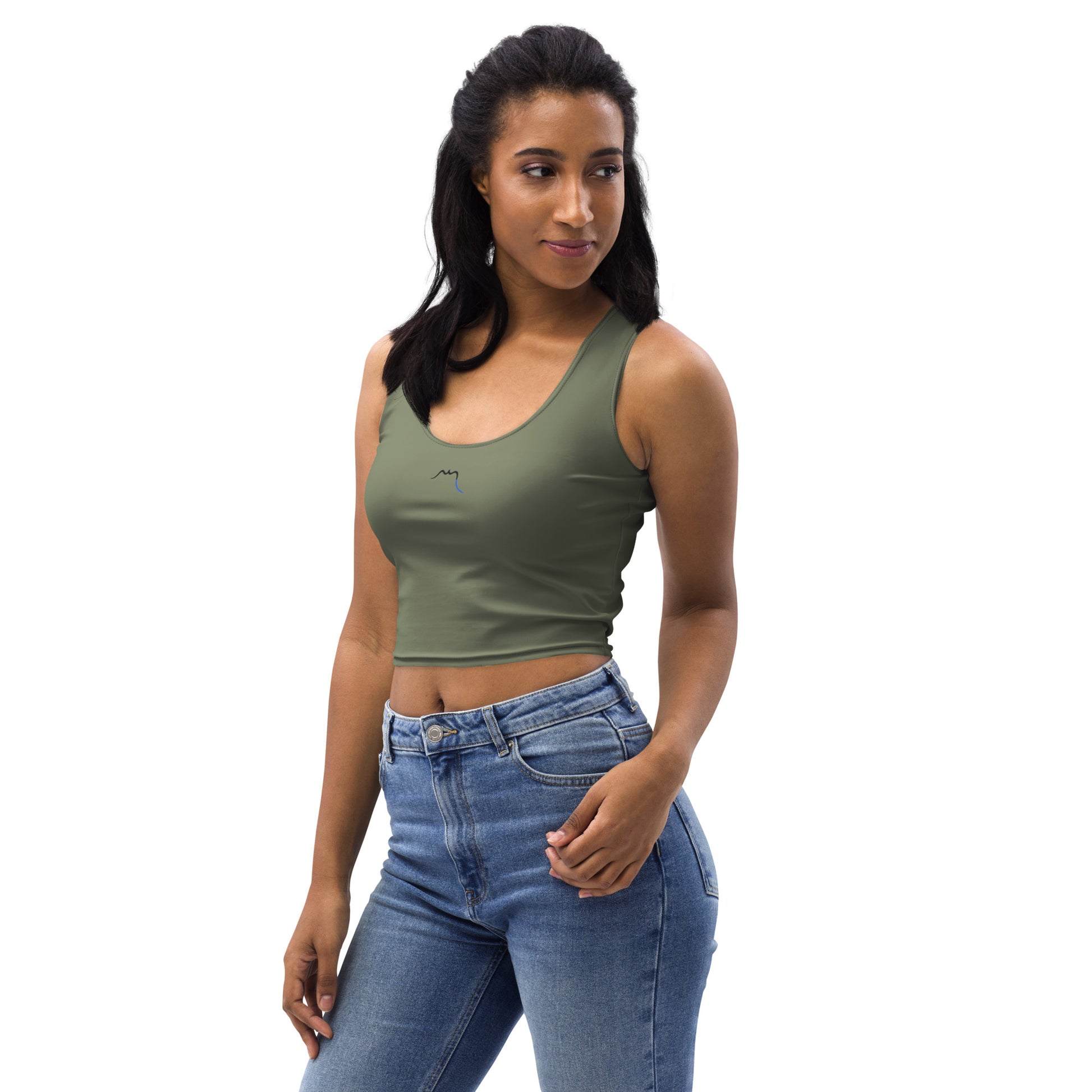Vue de côté du Crop-Top Yesa - coloris kaki