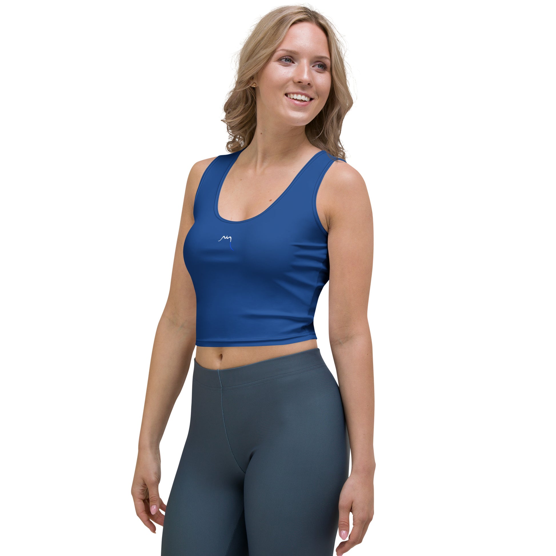 Vue de côté du Crop-Top Yesa - coloris bleu