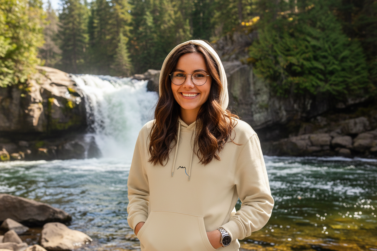 Vue de face du sweat à capuche H/F 100 % coton bio Ekaitza - coloris noir