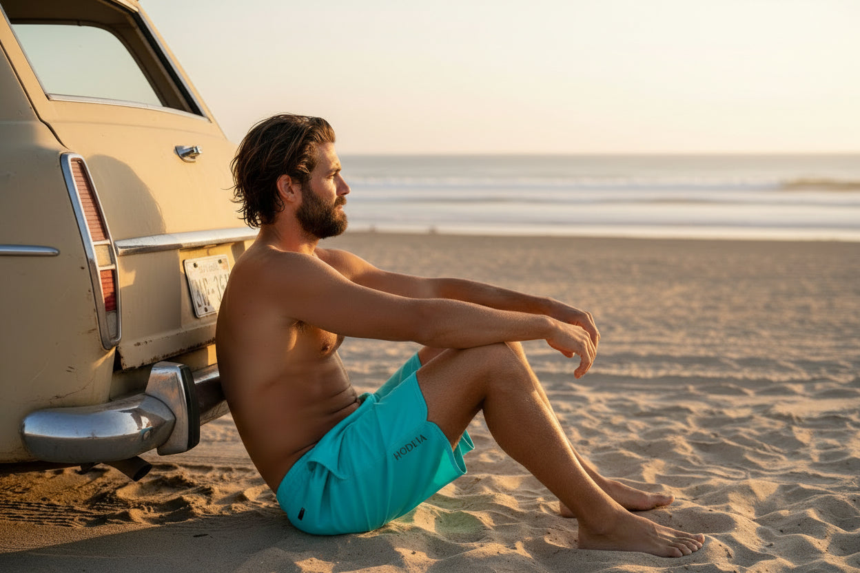 Vue de dos du maillot de surf Indar - coloris turquoise