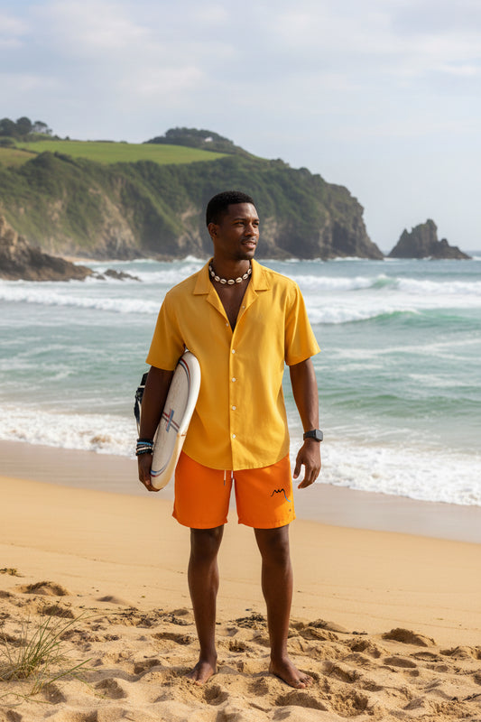 Vue de face du maillot de surf Indar - coloris orange