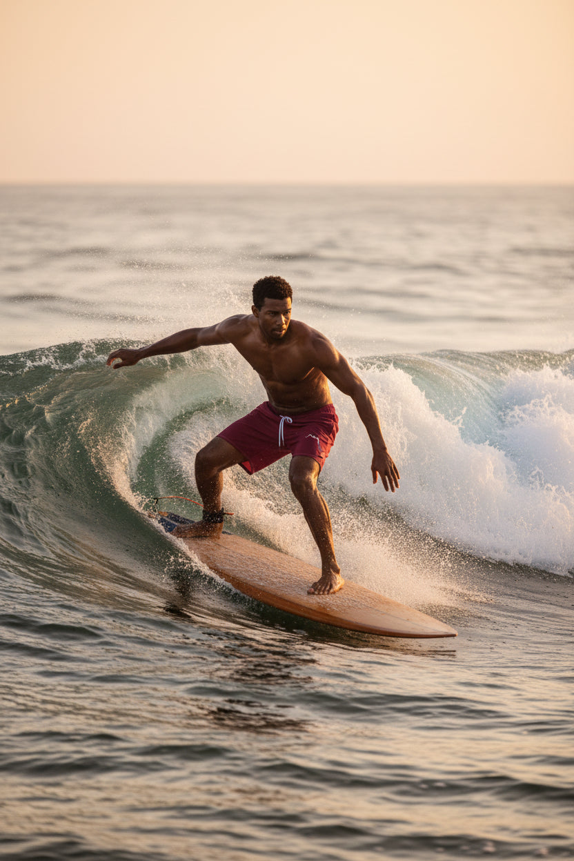 Vue de face du maillot de surf Indar - coloris bordeaux