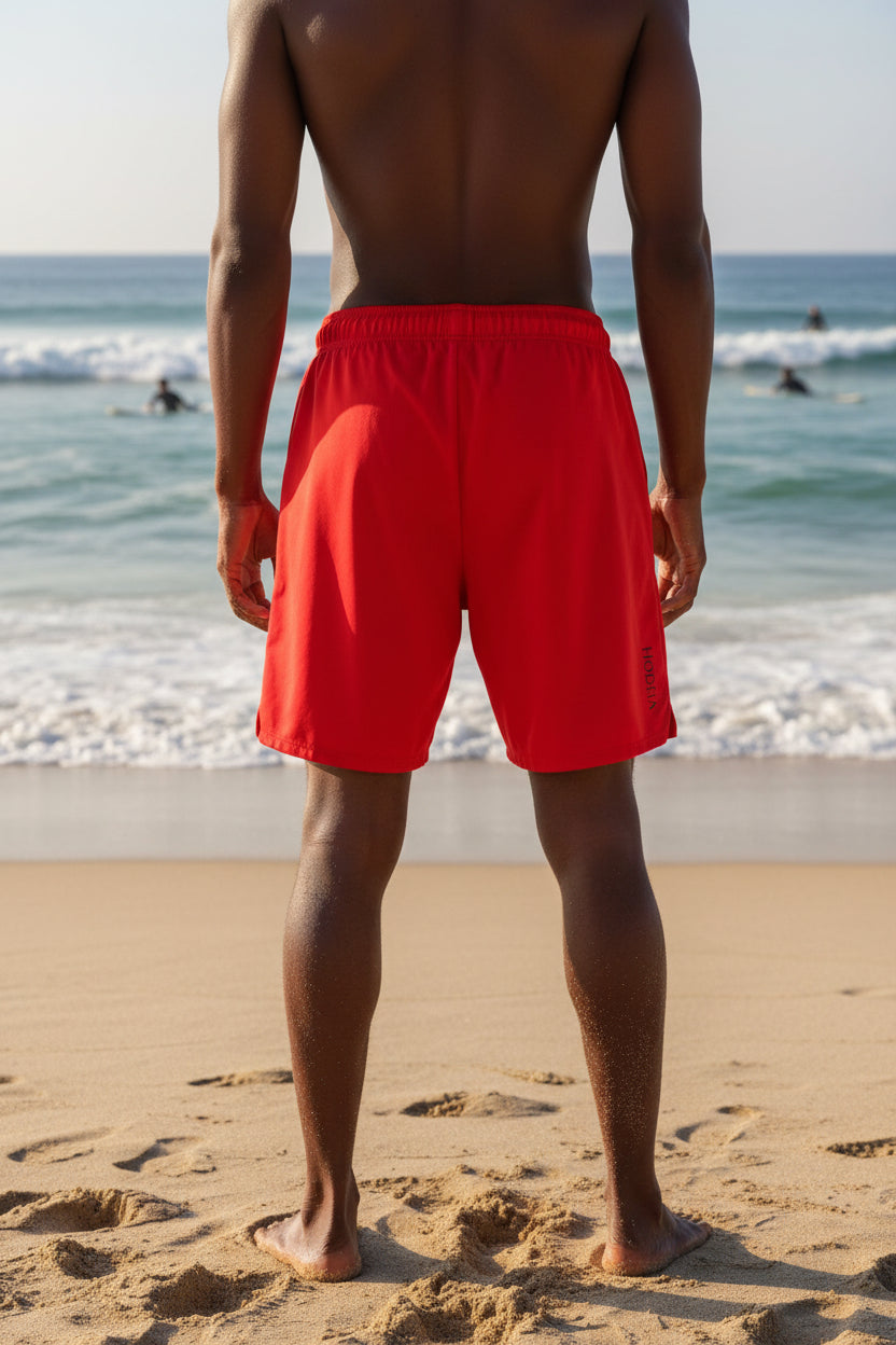 Vue de dos du maillot de surf Indar - coloris rouge