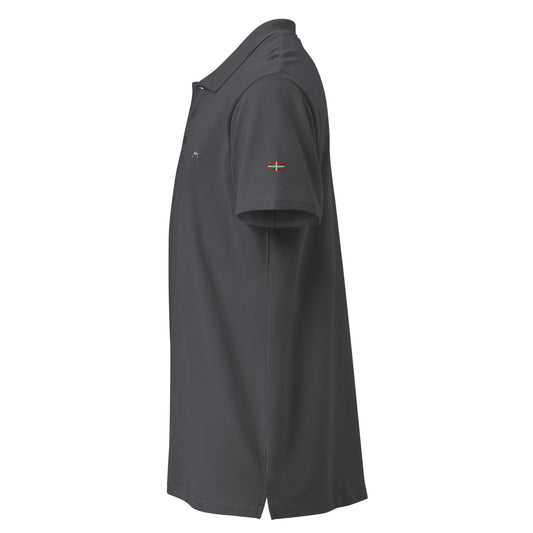 Vue de côté du polo brodé H/F Ikurriña - coloris gris