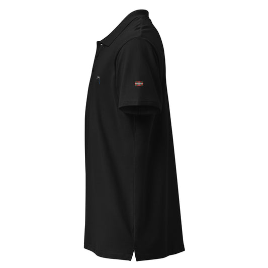 Vue de côté du polo brodé H/F Ikurriña - coloris noir