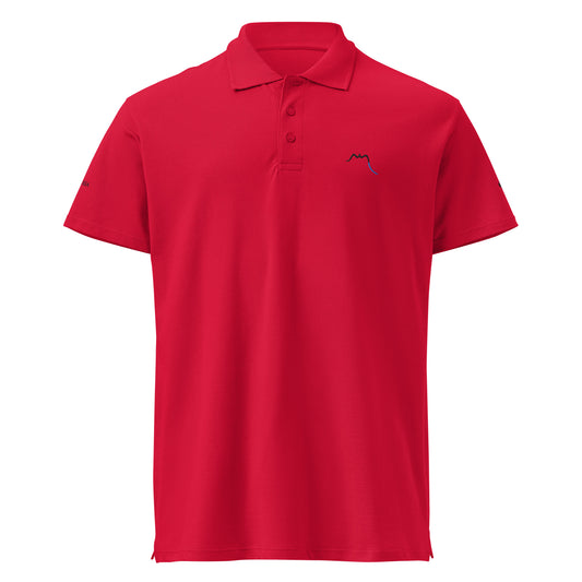 Vue de face du polo brodé H/F Lauburu - coloris rouge