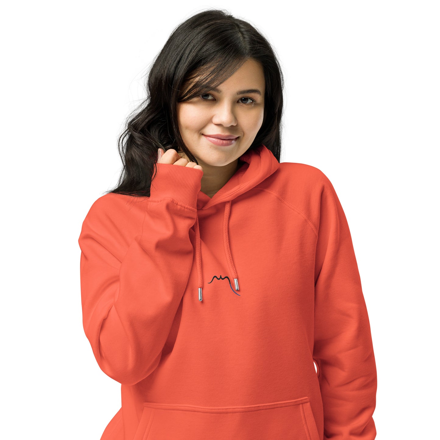 Vue de face du sweat à capuche H/F Coton Bio Hotza - coloris orange