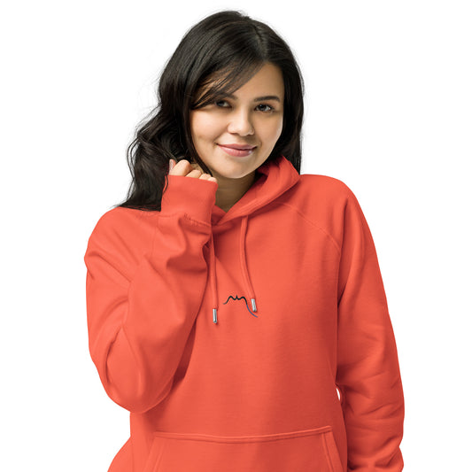 Vue de face du sweat à capuche H/F Coton Bio Hotza - coloris orange