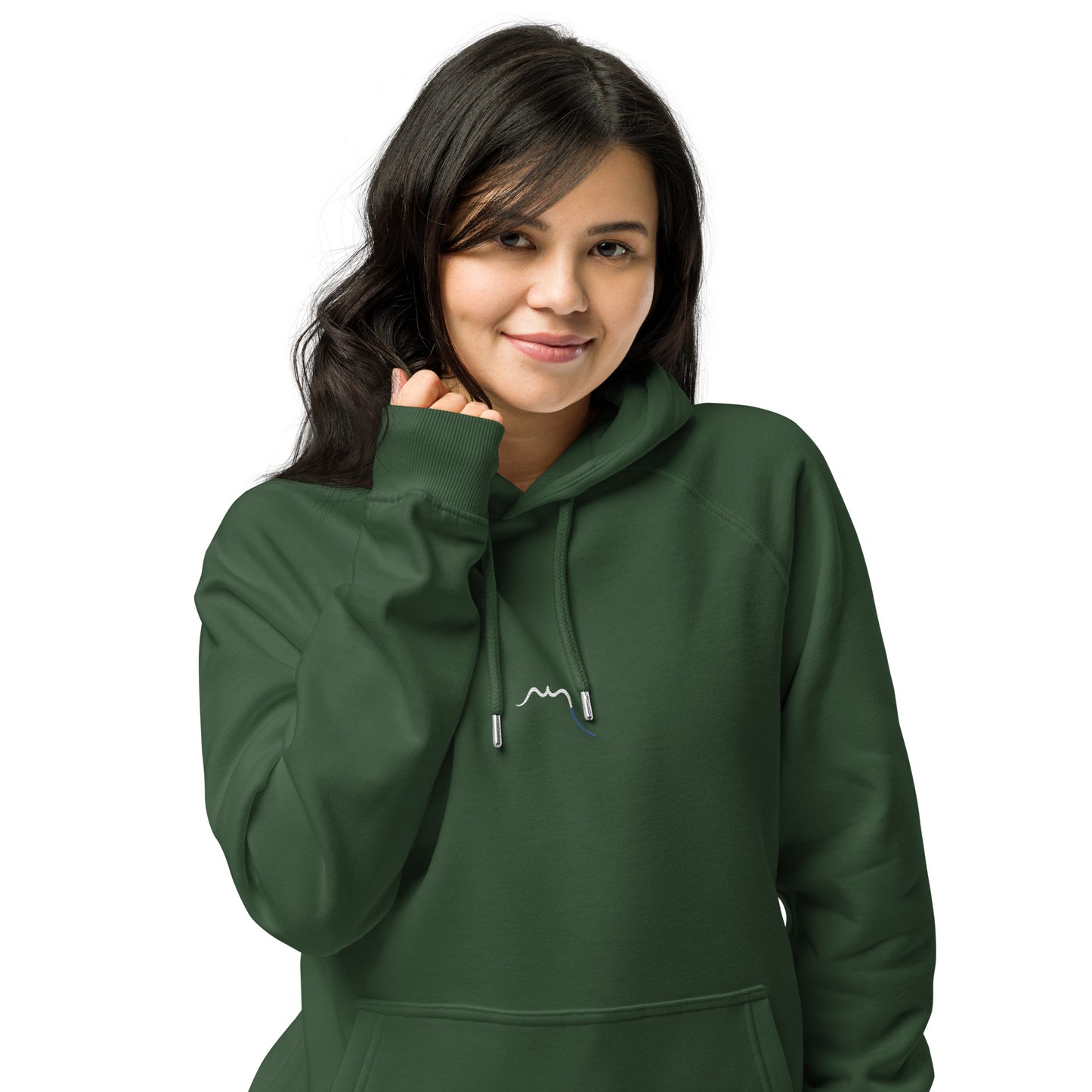 Vue de face du sweat à capuche H/F Coton Bio Hotza - coloris vert forêt