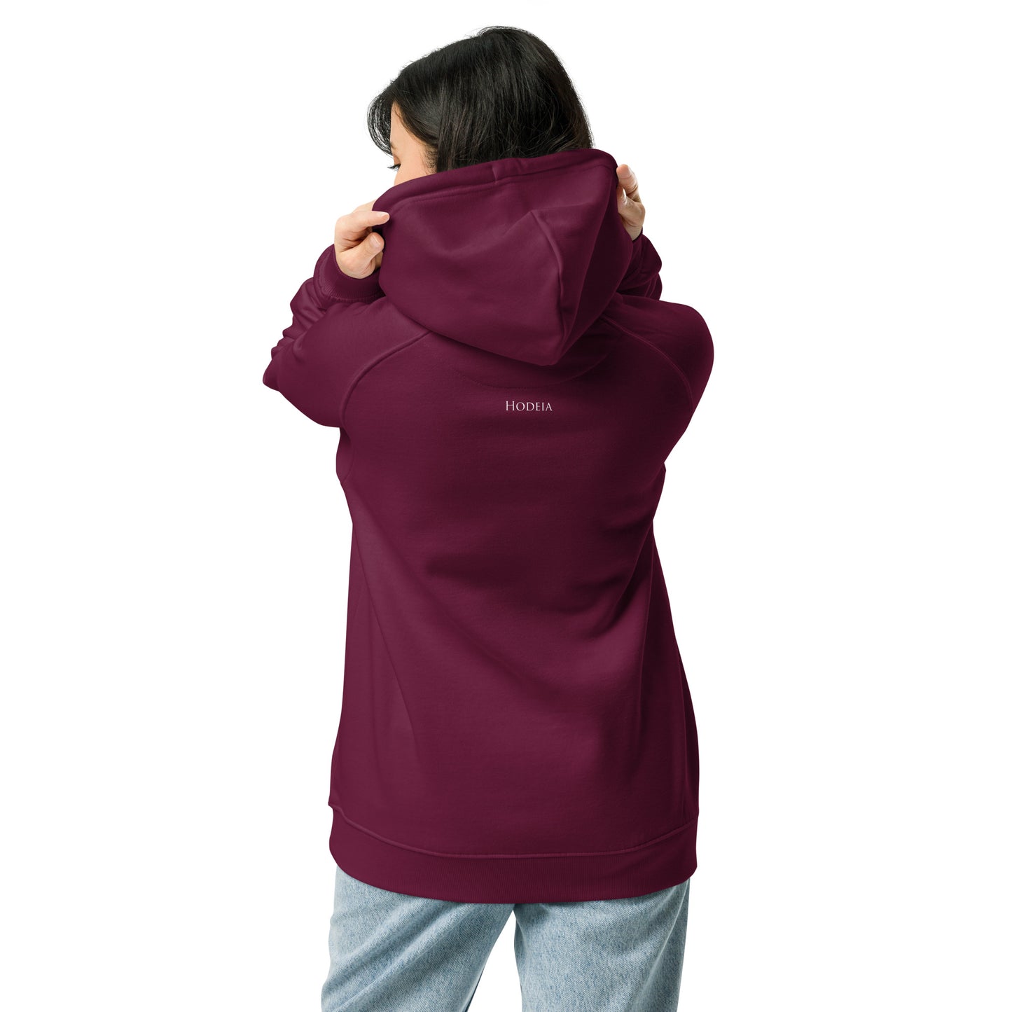 Vue de dos du sweat à capuche H/F Coton Bio Hotza - coloris bordeaux