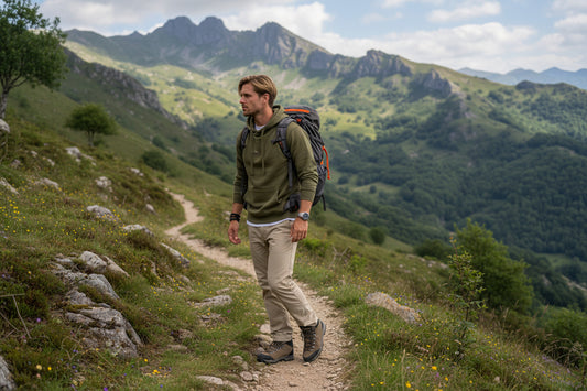 Vue de face du Sweat à Capuche H/F Negua - coloris kaki