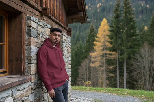 Vue de face du Sweat à Capuche H/F Negua - coloris bordeaux