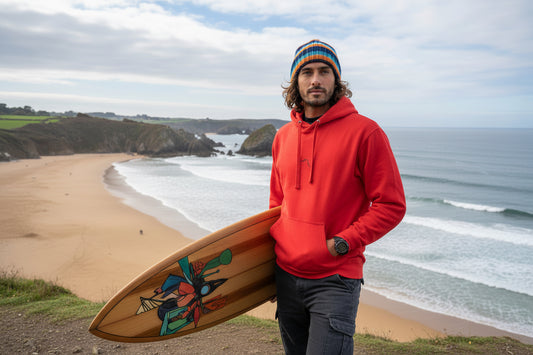 Vue de face du Sweat à Capuche H/F Negua - coloris rouge