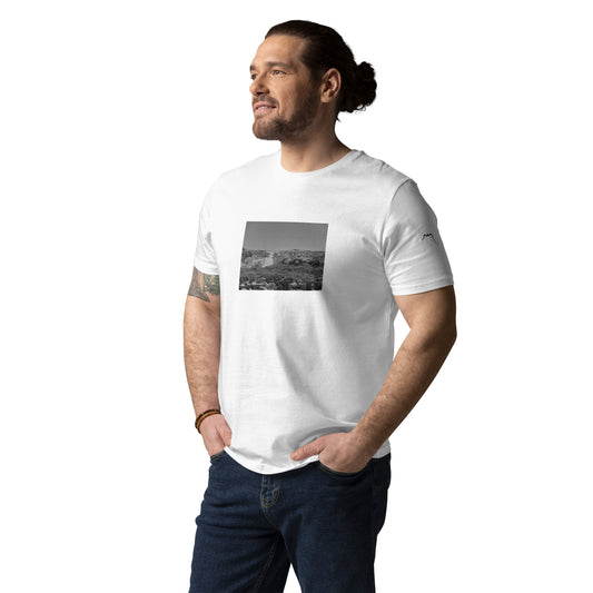 Vue de face du T-shirt 100% Coton Bio Bardenas B/W - coloris blanc