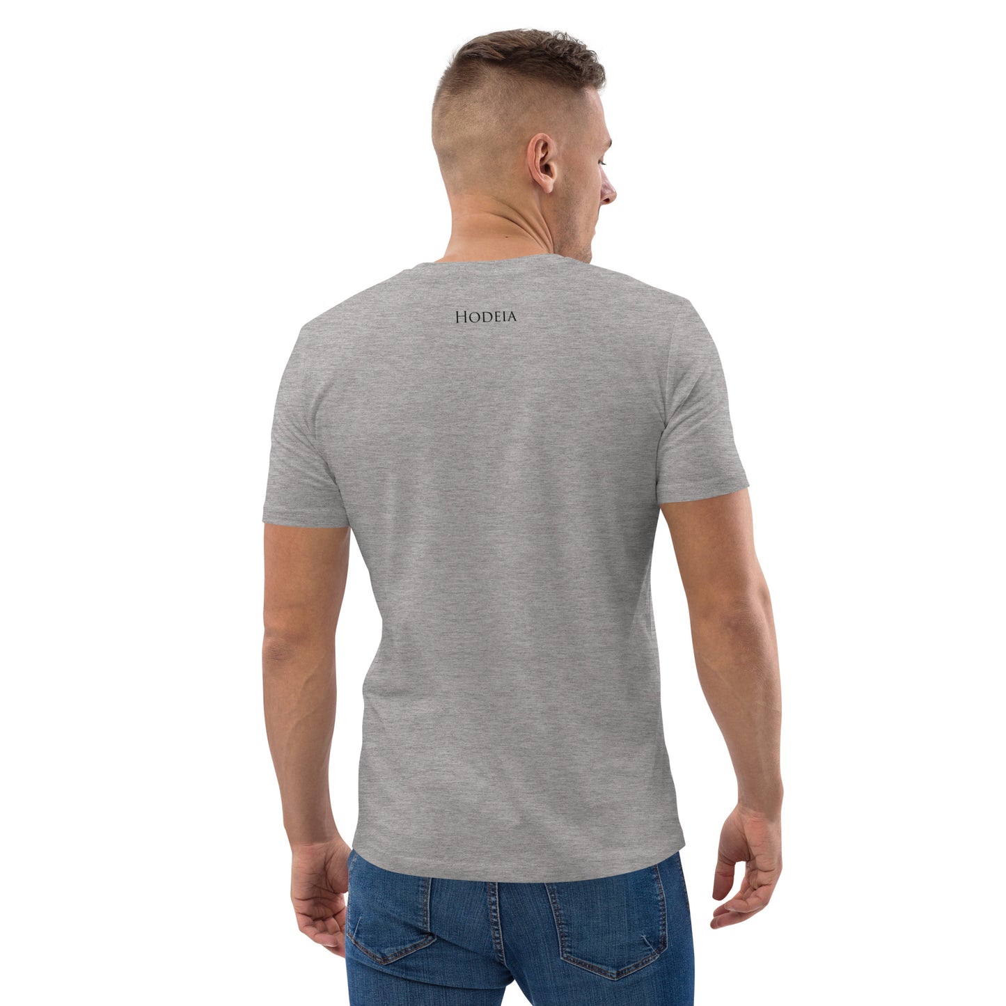 Vue de dos du T-shirt 100% Coton Bio Bidart Centre - coloris gris chiné