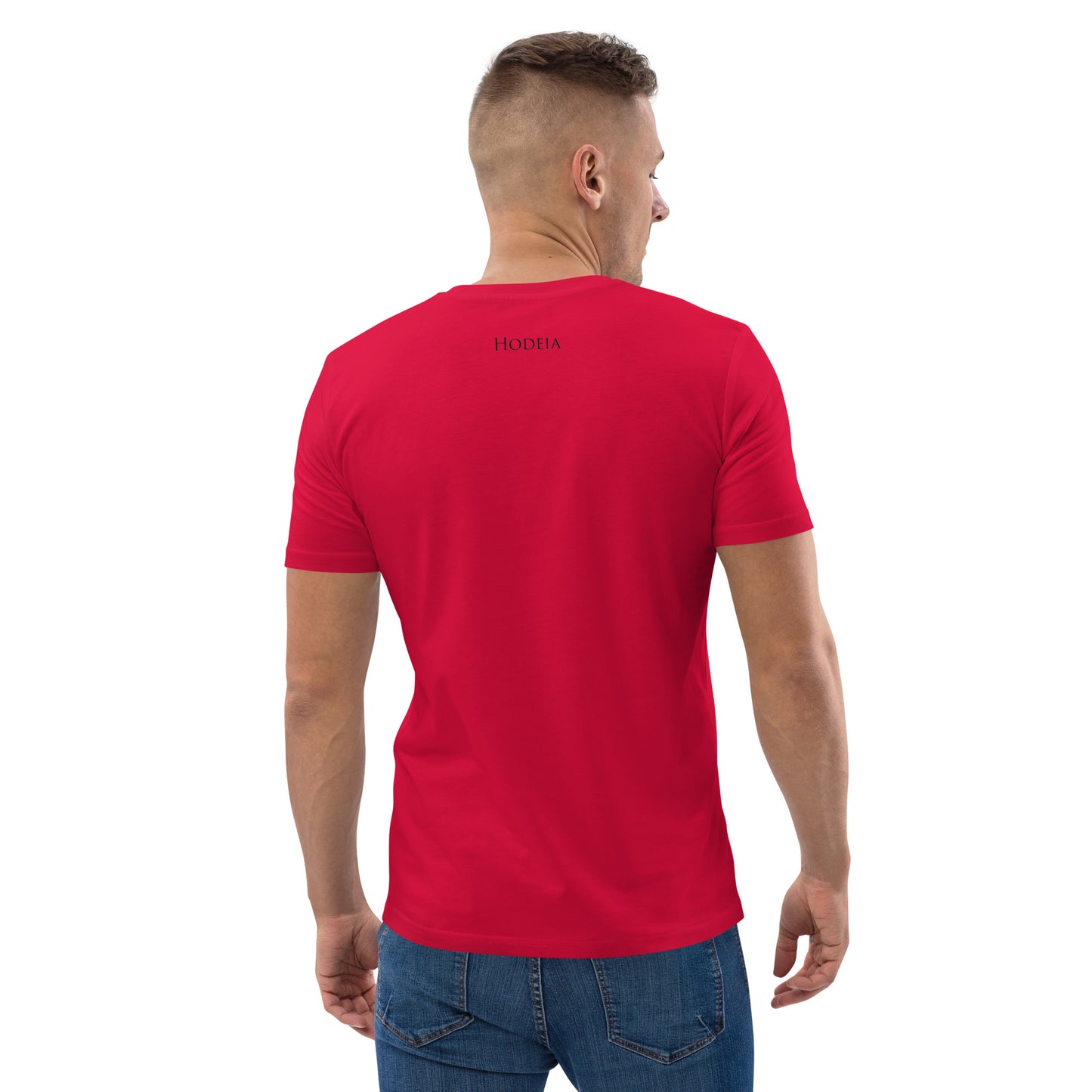 Vue de dos du T-shirt 100% Coton Bio Bidart Centre - coloris rouge