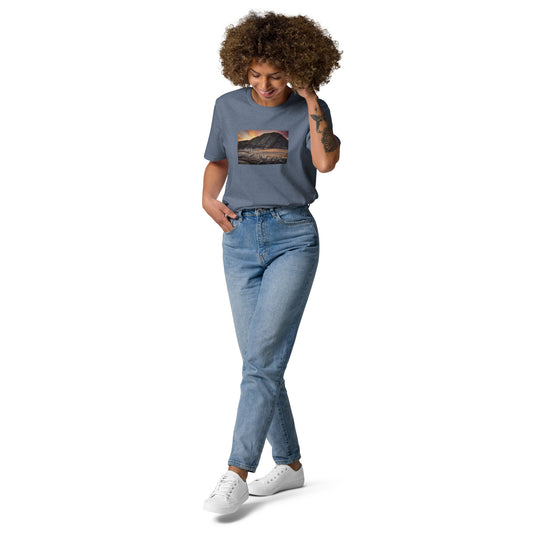 Vue de face du T-shirt 100% Coton Bio Falaise - coloris bleu gris chiné