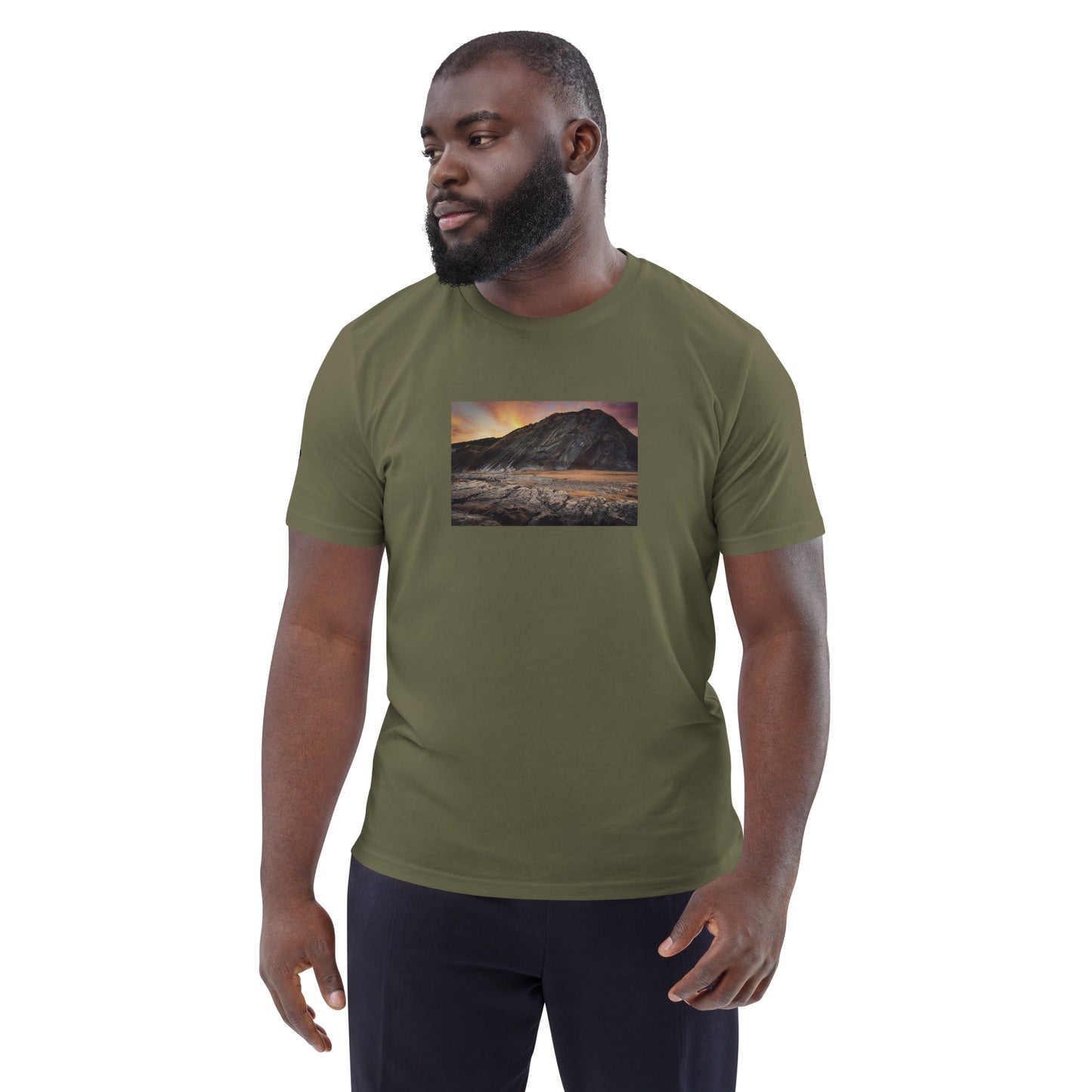 Vue de face du T-shirt 100% Coton Bio Falaise - coloris kaki foncé