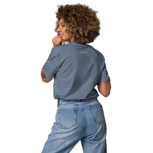 Vue de dos du T-shirt 100% Coton Bio Falaise - coloris bleu gris chiné