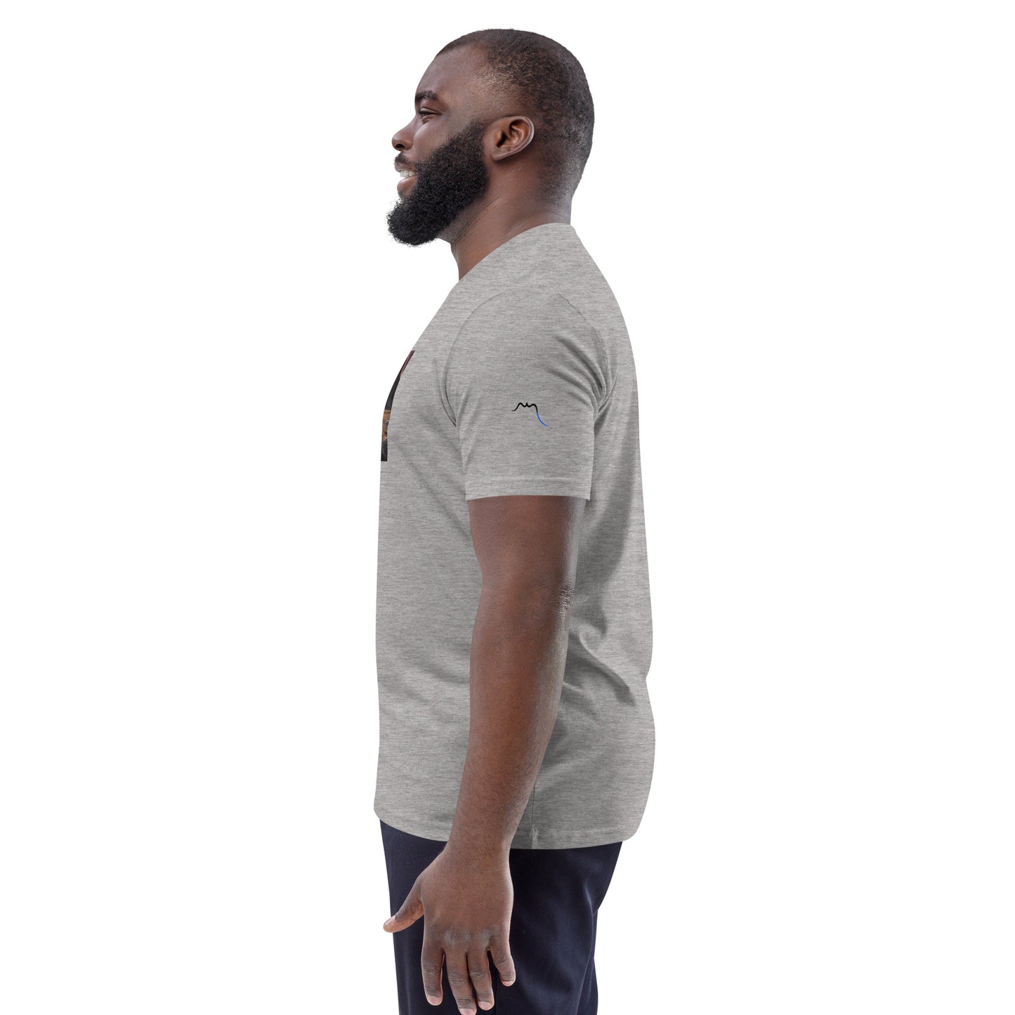 Vue de côté du T-shirt 100% Coton Bio Falaise - coloris gris chiné