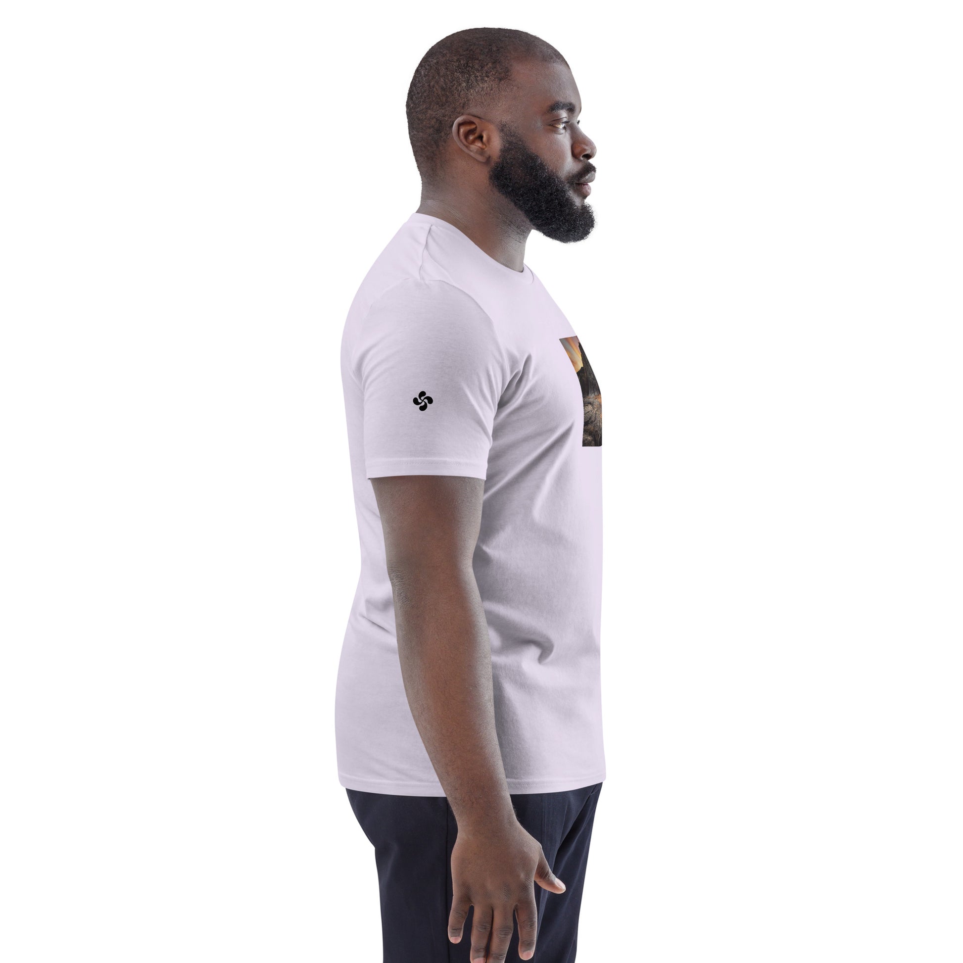Vue de côté du T-shirt 100% Coton Bio Falaise - coloris orchidée