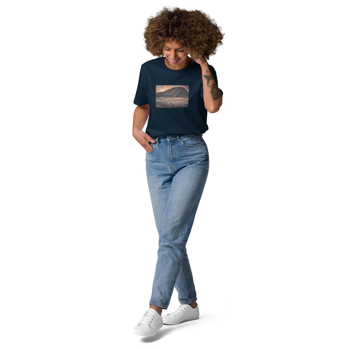Vue de face du T-shirt 100% Coton Bio Falaise - coloris  bleu marine