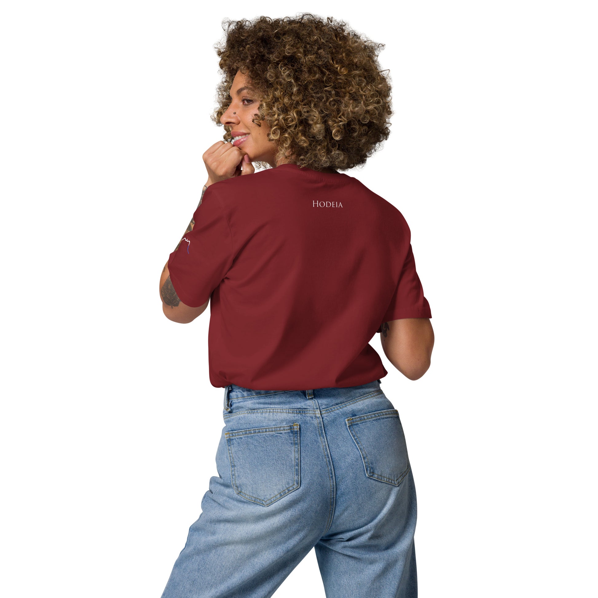 Vue de dos du T-shirt 100% Coton Bio Falaise - coloris bordeaux