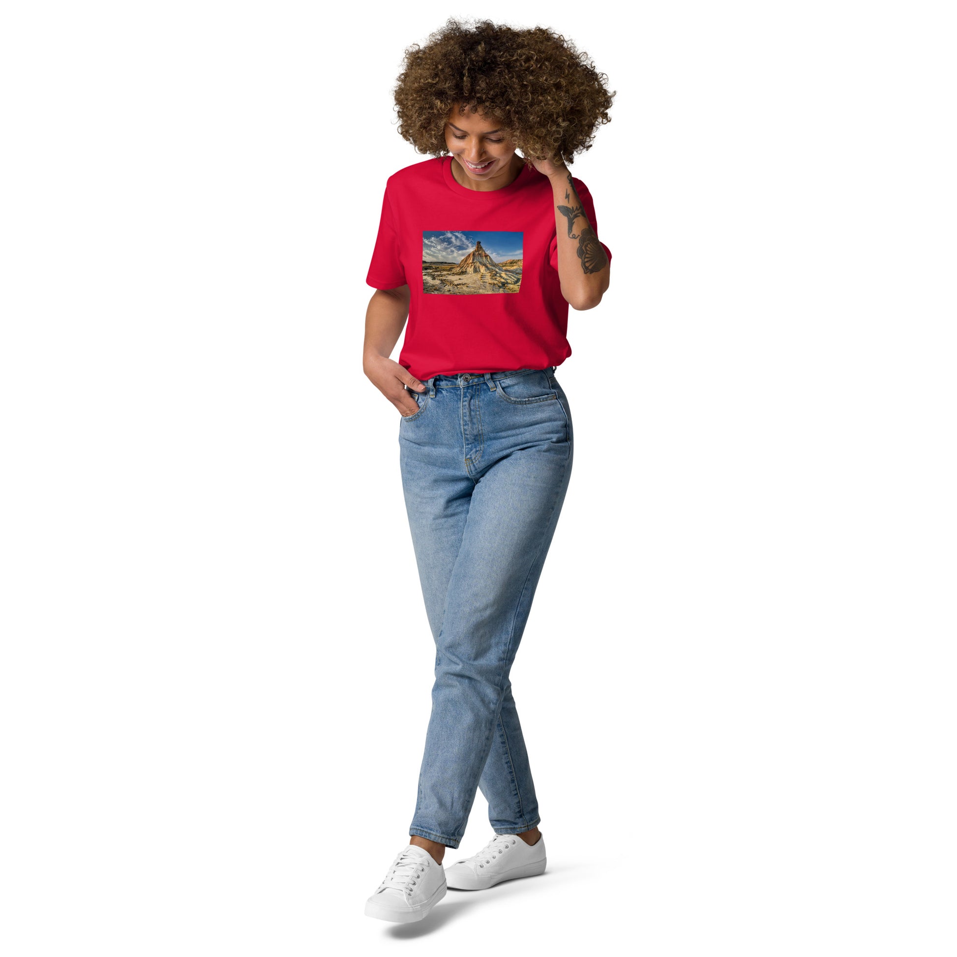 Vue de face du t-shirt 100% coton biologique CDT - coloris rouge