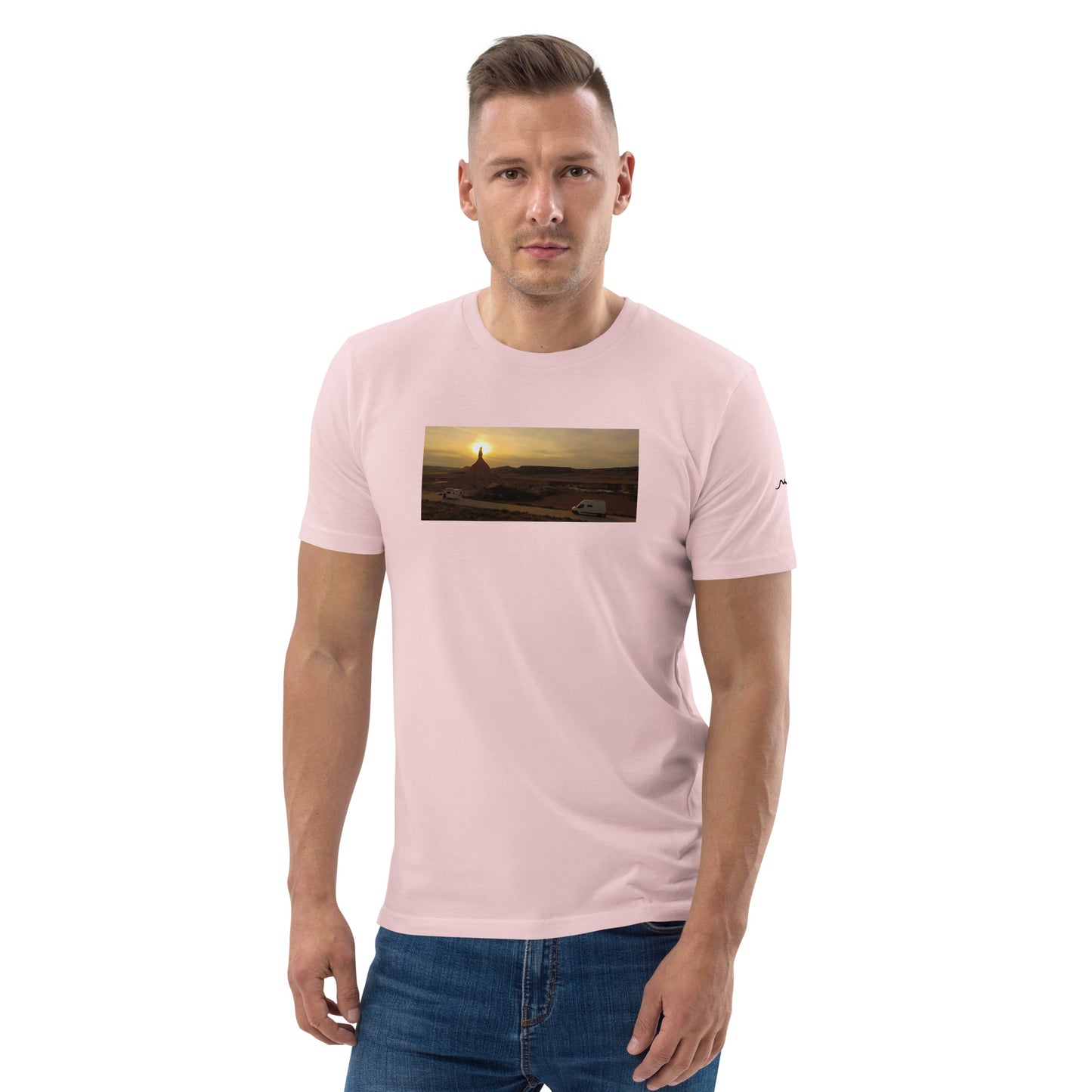 Vue de face du t-shirt 100% coton biologique CDT Sunset - coloris rose pâle