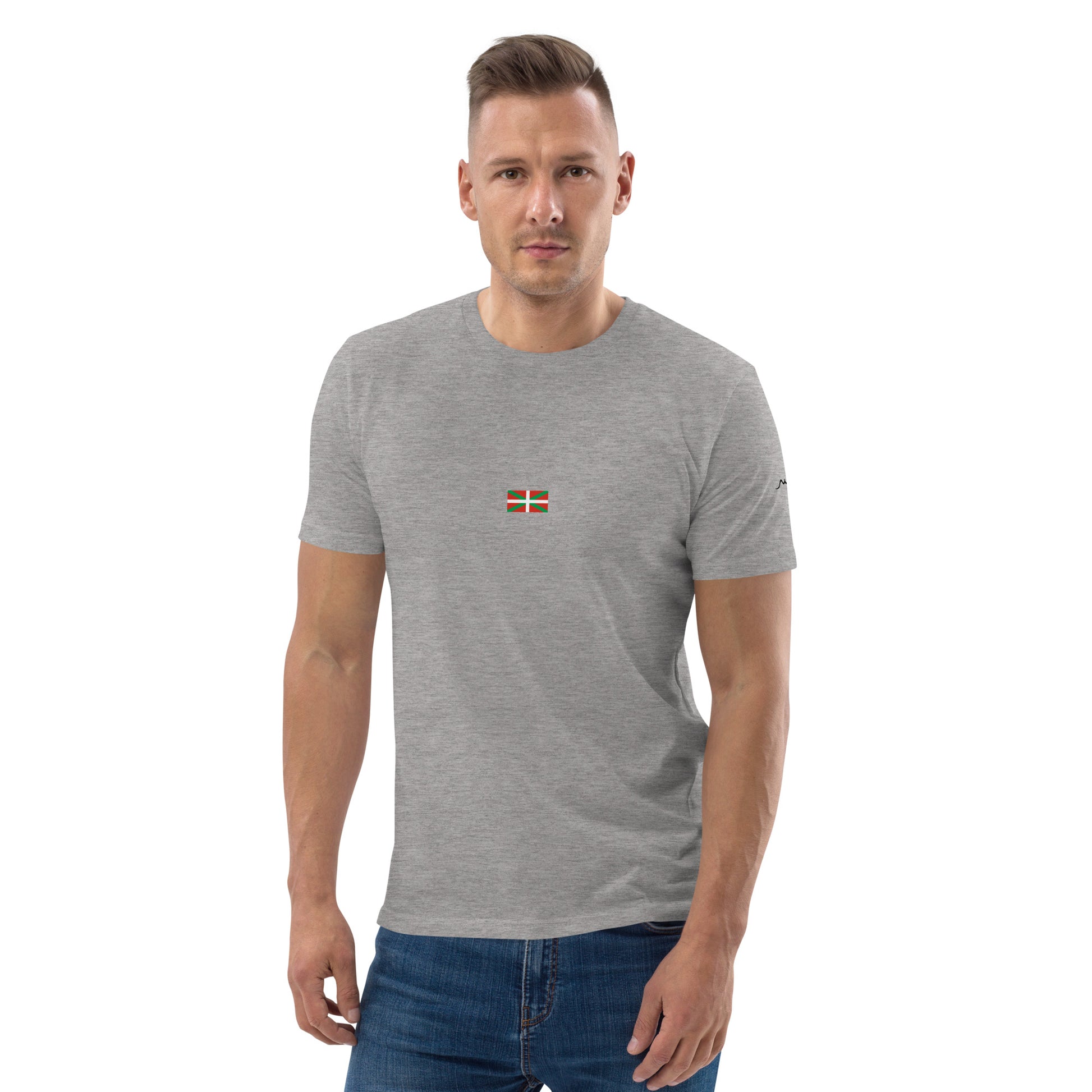 Vue de face du t-shirt 100% coton biologique Ikurriña - coloris gris chiné